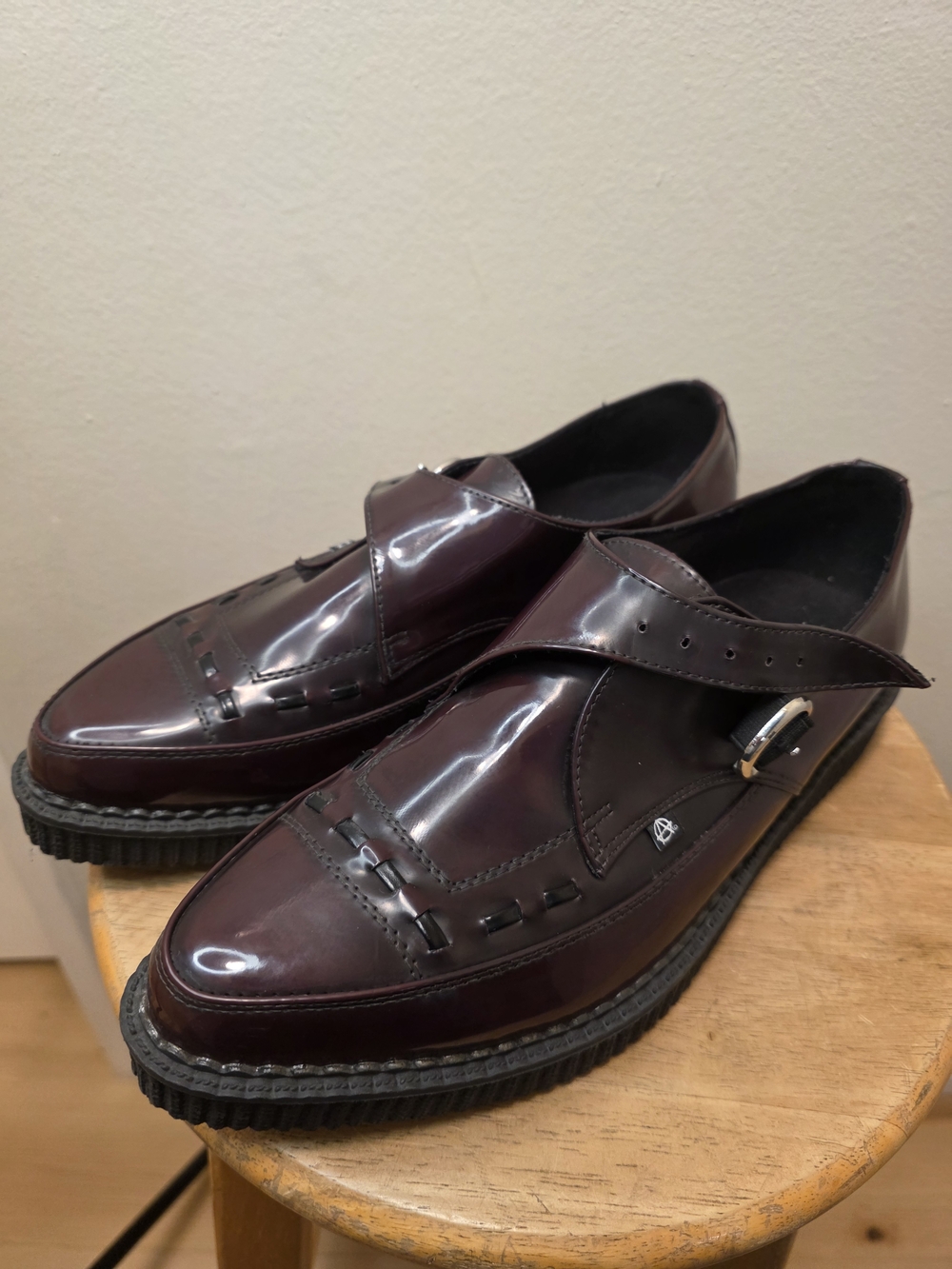 T.U.K. Men's Burgundy Monk Strap Creeper Shoes - Picture 3 of 5